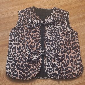 Leopard Print Quilted Vest